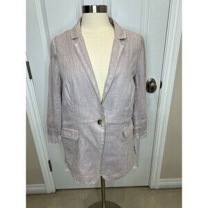 MARRAKECH Anthropologie Women's Linen Lined Lilac Purple Casual Blazer Jacket M